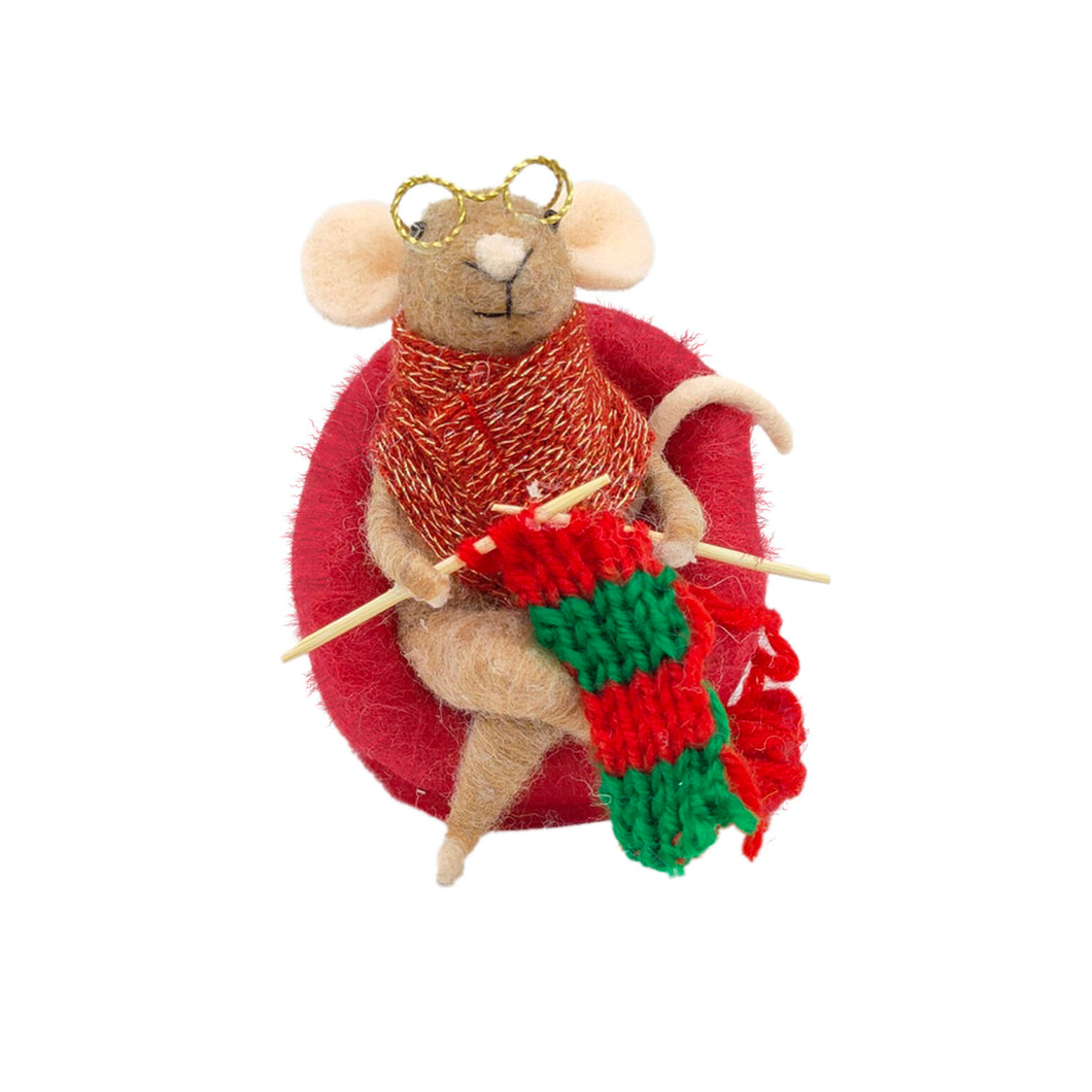 Ornement Souris « Mademoiselle Tricot »