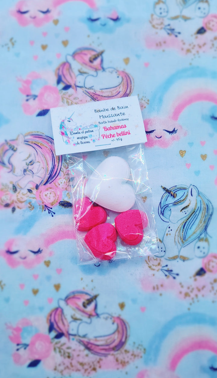 Bombes de bain moussantes Petits Coeurs Bombe et potion magique de licorne