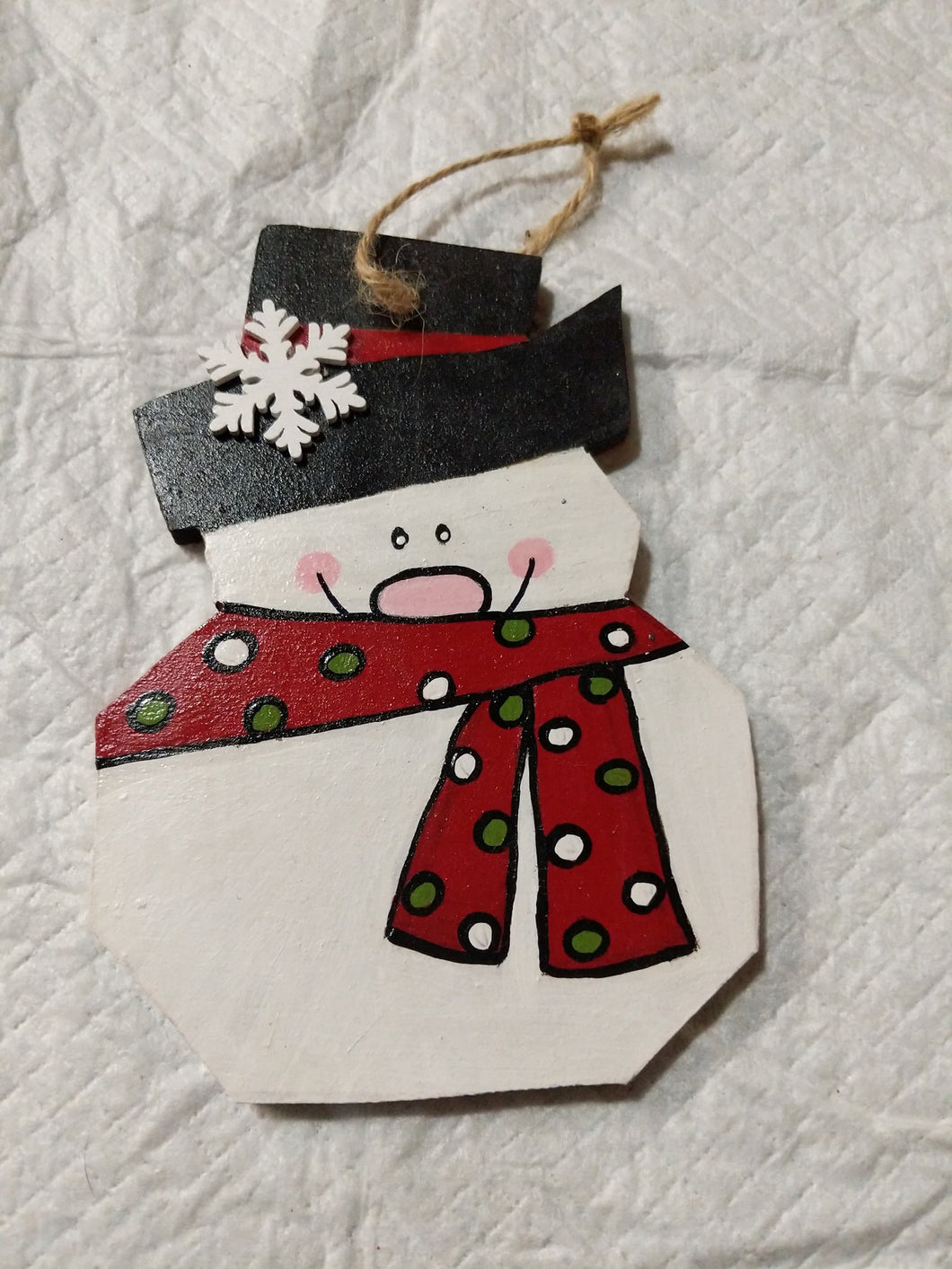 SNOWMAN wooden ornament
